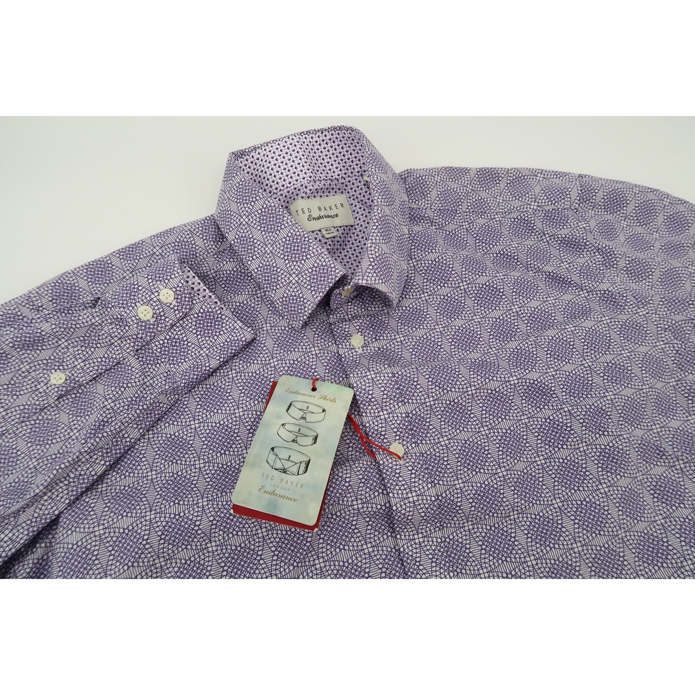 Ted Baker‎ Endurance Mens Purple Geometric Dress Shirt 16 1/2 x 34/35 New